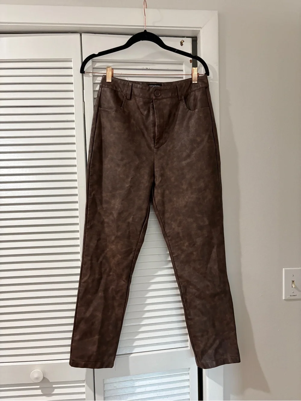 Pretty Little Thing Brown Faux Leather Trousers